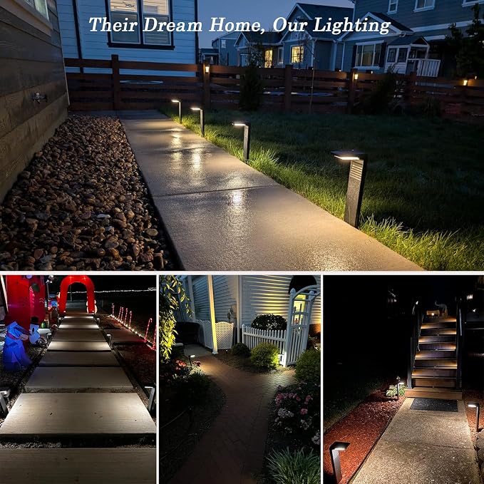 JOFIOS Solar Pathway Lights 4 Pack with Warm White and Cool White Mode, Modern Solar Path Lights Outdoor Waterproof, Perfect Solar Lights for Backyard, Lawn, Driveway, Walkway, Garden Decorative.