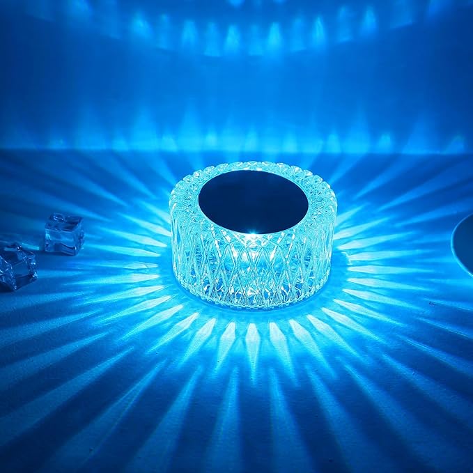 Portable Crystal LED Table Lamp, 3-Levels Brightness Desk Lamp,3 Color Touch Control Rechargeable Lamp for Bedroom Living Room Decor (16 Color)