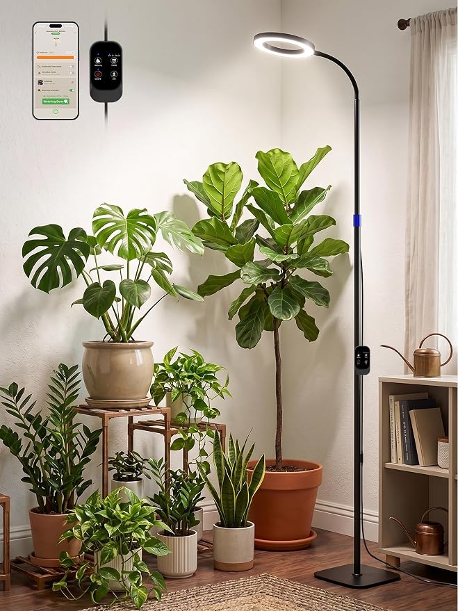 Smart Grow Light for Indoor Plants, Full Spectrum LED Plant Light | 54"-67" Adjustable Height, APP Control, Timer, Plant Assistant, Dimmable Floor Plant Growing Lamp,Ideal for Large Tall Plants