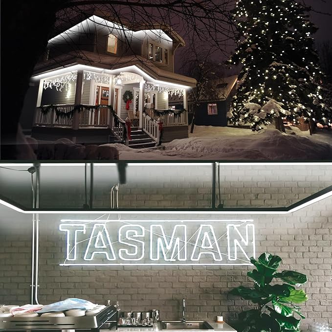 20ft LED Rope Lights, IP65 Waterproof Connectable 110V 6000K 144LED Daylight White Rope Lighting, Flexible Plug-in String Lights for Outdoor Indoor Patio Christmas Halloween Party Decoration