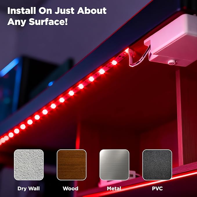 LED Strip Lights Battery Operated 3.33ft x 2 Pack Flexible LED Light Strip Battery Powered Lighting for Bedroom Room Decor Cabinet Shelf TV Backlight Red