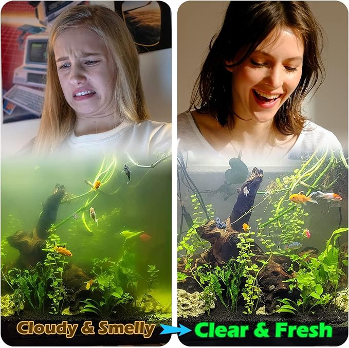 Aquarium Light 11W for 100-300 Gallon Submersible Clean Green Lamp for Cloudy Water and Green Water Fish Tank Pond Pools Fountains Crystal Clear