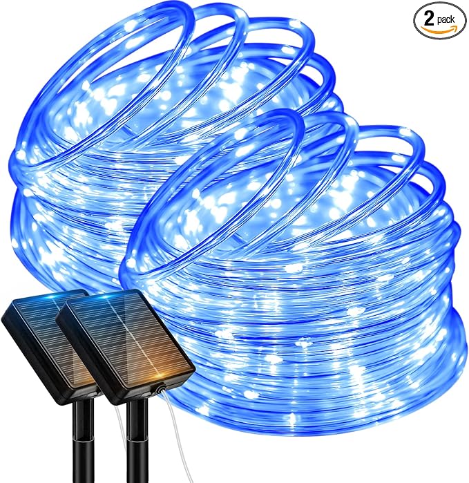 btfarm Solar Rope Lights, 120LED 46FT String Lights Outdoor Waterproof | 8 Modes, Timer & Memory Function, Tube Trampoline lighting for Outside Garden Tree Christmas Yard Patio Decor, Blue