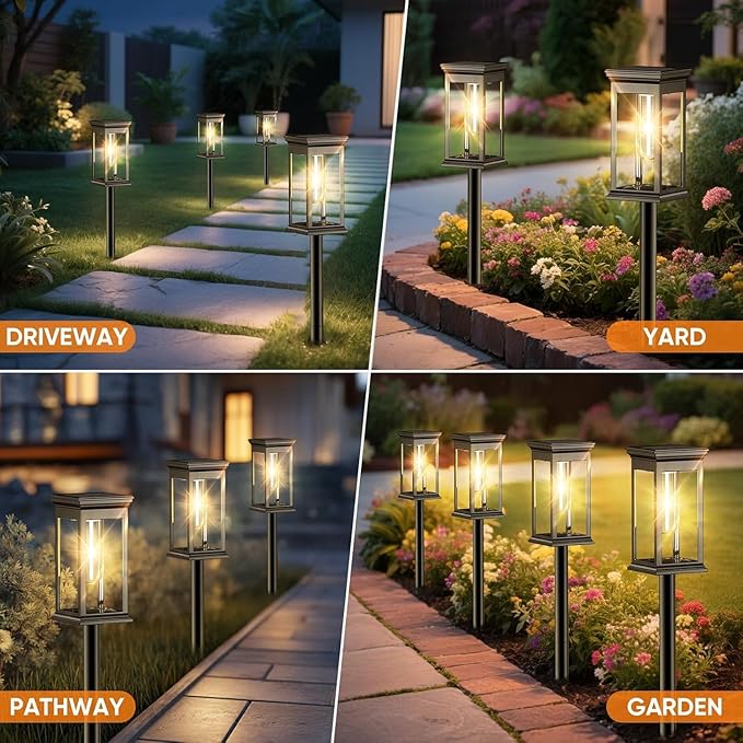 Solar Pathway Lights Outdoor Waterproof – 8 Pack Bright Solar Powered Garden Lights with Auto On/Off, IP65 LED Landscape Lighting for Walkway Patio Lawn Yard Decor
