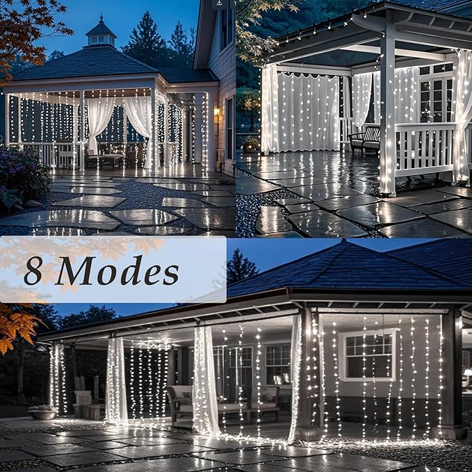 Solhice LED Curtain Lights Outdoor 30ft x10ft Cool White, 720 LED Plug in Hanging Christmas String Lights Indoor, Twinkle Light Backdrop for Outside Backyard Wedding Bedroom Decor (Not Connectable)