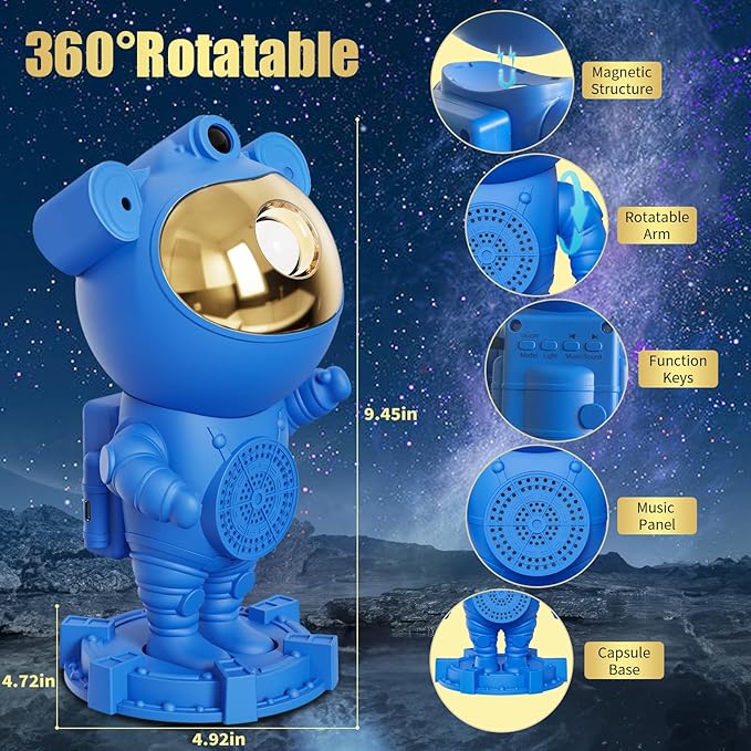 Stocking Stuffers for Kids Teens Boys - Astronaut Galaxy Moon Star Projector, Kid Night Light for Bedroom Ceiling, Space LED Lamp, Gifts for Kids Teens Boys 1-9 10-15 Year Old, Christmas
