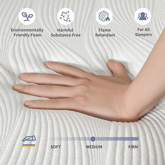 ESHINE Queen Adjustable Bed Frame 12" Hybrid Matt with Dual USB | Bed Base, Lumbar Support, Head-Pillow-Tillt, Wireless Remote, Zero Gravity, Smart App, Under Bed Light, 6000 Series
