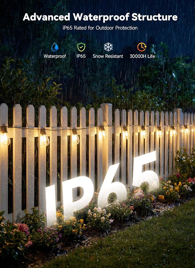 Minetom 101FT Outdoor String LED Patio Lights Waterproof,Shatterproof S14 Vintage Edison Bulbs,Commercial Grade Outside Hanging Lights Waterproof for Porch Deck Garden Backyard Balcony Cafe Bistro