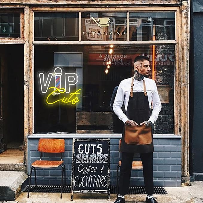 Barber Shop Neon Signs for Wall Decor,VIPcuts Neon Signs for Business LED Neon Lights Signs for Barber Shops Hair Salon Beauty Store Studio Birthday Christmas Gift for Hairdresser