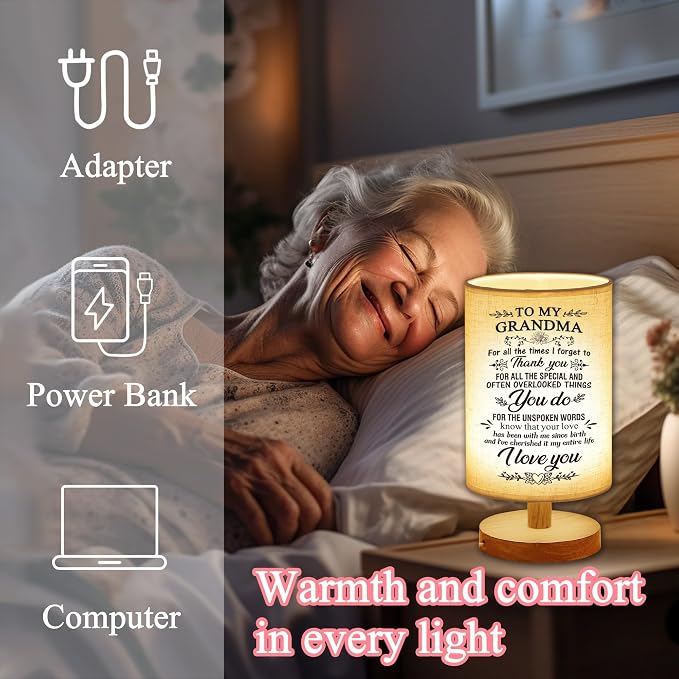WSYEAR Grandma Anniversary Birthday Gifts from Grandchildren-Table Lamp Gifts for Grandma Birthday Best Grandmother Gifts for Bedroom