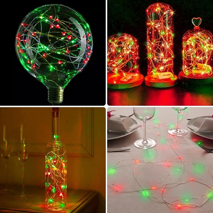 3 Pack Christmas Fairy Lights Battery Operated with Remote Red and Green | Each 80LED 26FT, 8 Modes, Timer, Waterproof & Cuttable Wire, Christmas String Lights Twinkle for Holiday Party Room DIY Decor