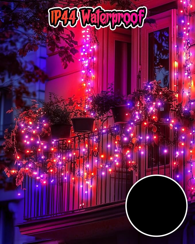 Minetom Halloween Fairy Lights Battery Operated, 5 Pack 7 FT 20 LED | Fairy Lights with Timer, Black Wire Halloween String Lights Indoor, Fairy Lights for Bedroom Classrom, Orange and Purple