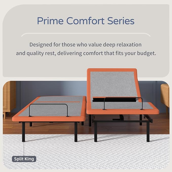 ESHINE Split King Adjustable Bed Frame with Lumbar Support Smart App | Bed Base, Zero Gravity, Head-Pillow-Tillt, Under Bed Light, Dual USB, Ergonomic Incline, Wireless Remote, 6000 Series