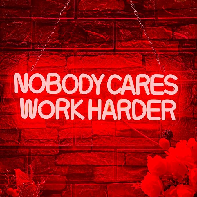 Allball Nobody Cares Work Harder Neon Sign, Motivational Neon Light USB Powered Lnspirational LED Neon Light Wall Art, for Office Study Room Or Gym Teen Bedroom Modern Decor(15.7 * 5.1 In)
