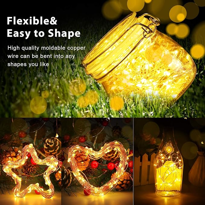 Ariceleo USB LED Fairy String Light, 1 Pack Copper Wire Fairy Lights for Indoor, Bedroom Festival Christmas Wedding Party Patio Decorative Window with USB Interface (16ft./5M,Warm White)