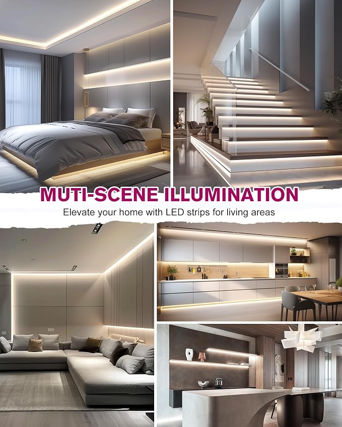 EMITEVER COB LED Strip Lights Neutral White 4000K,UL 24V,25ft 3600LEDs | Ra 90+,IP30,3W/ft,305+Lumens/ft,5 Year Warranty(Power Supply Sold Separately)for bedroom,living room,kitchen