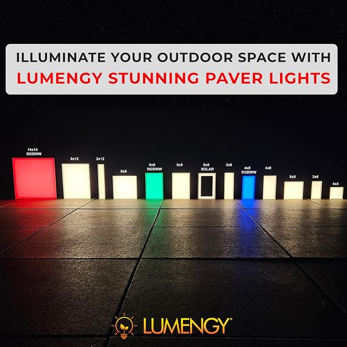LUMENGY Paver Light 8x8 Inch (7.87x7.87), 2700K Warm White, Glare-Free Brick Lighting for Driveways, Walkways, Pool Decks and Patios, 12V Hardwired, IP67 Waterproof, Drive-Over Rated