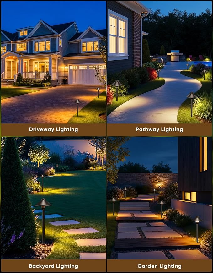 Low Voltage Landscape Lighting 24-Pack, Aluminum 12V Pathway Lights with G4 Bulbs, Waterproof Oil Rubbed Bronze Color Wired Path Lights with Connectors for Walkway Yard Garden