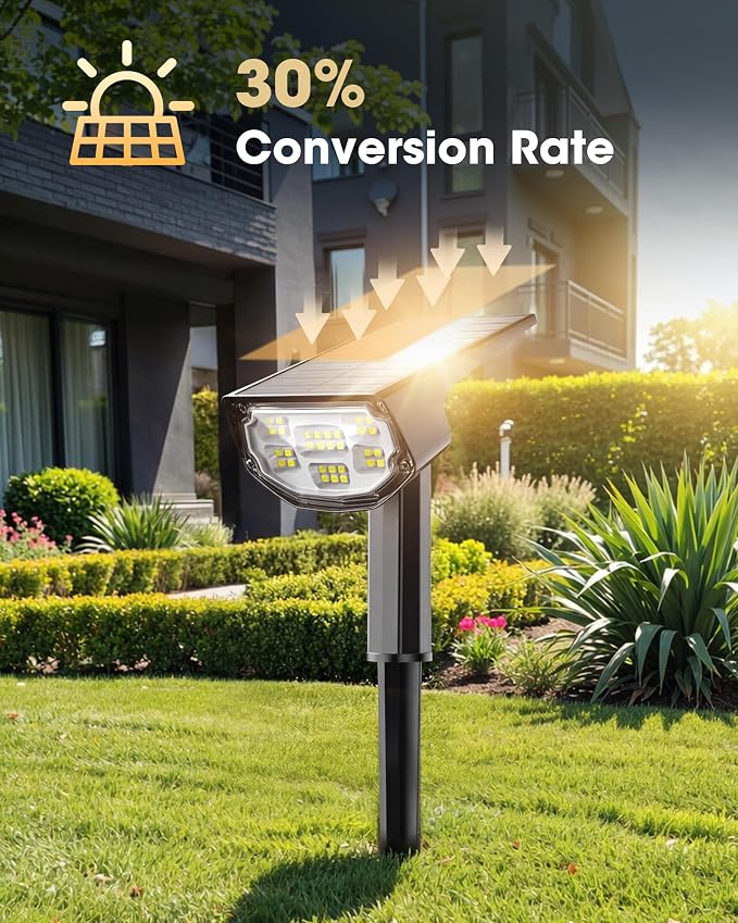 AloftSun Solar Spot Lights Outdoor Waterproof IP68, Solar Landscape Lights- 30 LED/2 Modes Solar Powered Spotlights,Landscape Lighting for Yard and Garden,White,2 Pack