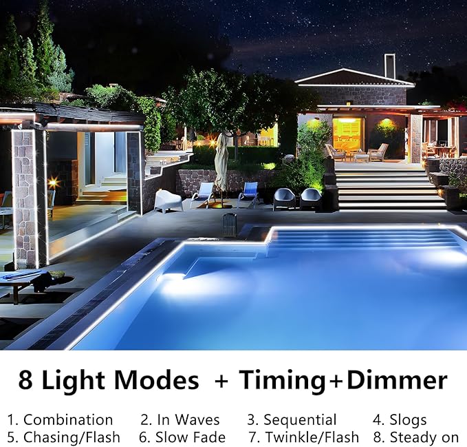 KNONEW 164FT 1000LED Rope Lights for Outside,Outdoor String Lights Waterproof 8 Modes Clear Tube Light for Indoor,Bedroom,Wedding,Garden,Patio,Christmas,Tree,Rv,Holiday Decoration(Cold White)