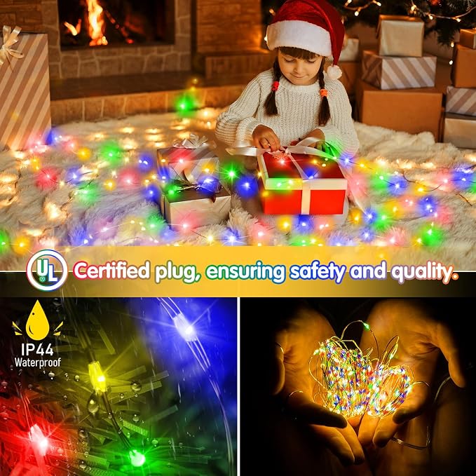 KNONEW 400FT Outdoor Christmas Fairy Lights Plug in,1200 LED String Lights Outdoor Waterproof 8 Modes Memory Times for Wedding Bedroom Walls Garden Trees Decoration