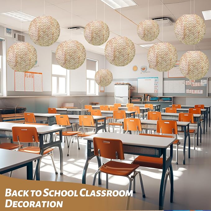 12 Pcs 10 Inch Hanging Paper Lanterns Party Decorations Pastel Classroom Decor for Birthday Back to School Party Decoration for Classrooms Wedding Birthday Ceilings(Vintage Color,Linen)