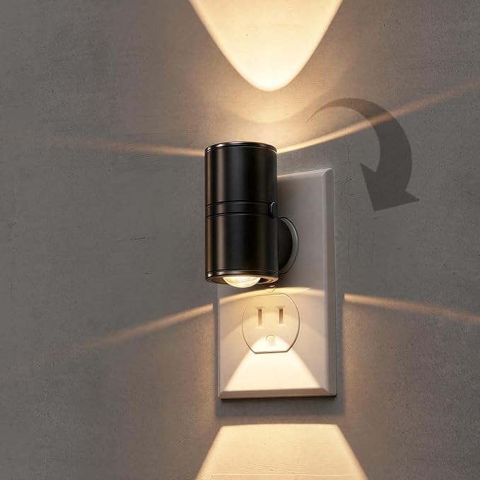 L LOHAS LED Night Lights Plug into Wall,Light Sensor, Projector Night Light | 180°Rotating Nightlight,10/50/100LM Dimmable,Soft White,Dusk to Dawn,Ambient Lighting Mini for Bathroom,Decor,Kids,Gift,1Pack