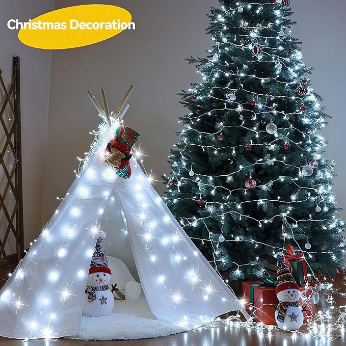 LitHome 6 Pack Cool White Fairy Lights Battery Operated, Each 20 FT 60 LED | Twinkle Lights Battery Operated 2 Modes, Waterproof Fairy String Light for Classroom Bedroom Indoor Christmas Wedding Decor