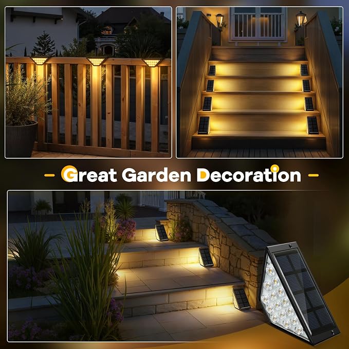 BKBB PPBB Solar Step Lights for Outside, Solar Stair Lights Outdoor Waterproof, Deck Step Lights for Fence, Patio, Yard, Porch, Front Door, Sidewalk, Garden, Patio Decor (12, Warm White)