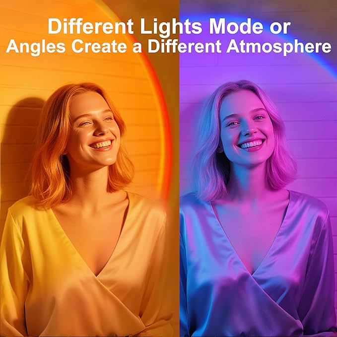 Sunset Lamp, Sun Light Projector for Aesthetic Room Decor,RGB Color Changing Night Light Mood Lighting for Bedroom,Gifts for Girl Kid Adults, 360°Rotation LED Light for Party TikTok Live Photography
