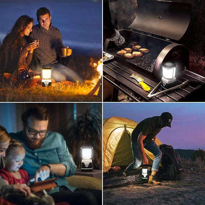 Lepro 1000LM Battery Powered LED Camping Lantern with 4 Light Modes, White | Waterproof Tent Light, Camping Essentials, Lantern Flashlight for Camping, Emergency Light, Power Outages, Not Rechargeable