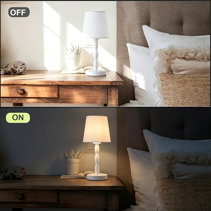 Rechargeable Cordless Table Lamp, 5000mAh Battery Powered Touch Desk Lamp, 3-Level & Stepless Dimmable Night Light, Portable Bedside Lamp for Bedroom, Outdoor, Bulb Included, White