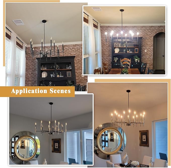 Black and Gold Farmhouse Chandelier 14 Light Large Candle Chandelier for Bedroom 31.5IN Black Chandeliers for Dining Room, Living Room, Foyer, Large Chandeliers for High Ceilings Height Adjustable