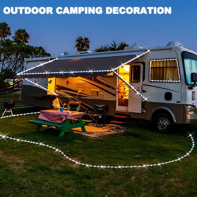 PUHONG (New Rope Lights, 100FT 300 LED Connectable Rope Lights, Waterproof Tube Lights with 8 Modes for Indoor Outdoor, Deck, Pool, Landscape, Background, Trees, Bridges, Eaves Decoration (White)