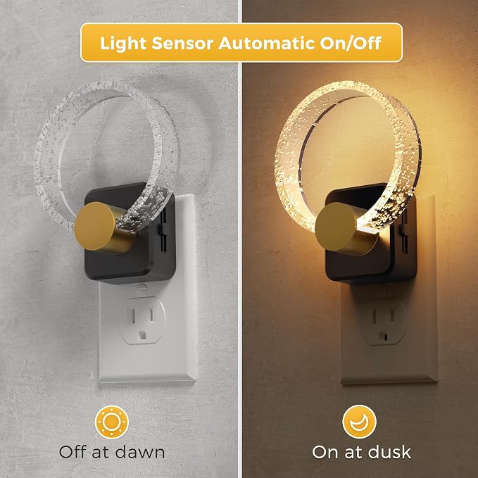 L LOHAS LED Night Lights Plug into Wall, 2 Pack Plug in Night Lights | Light Sensor, 3000K Soft White, 0-100LM Brightness Adjustable, Bubble Nightlight for Bathroom Bedroom Hallway