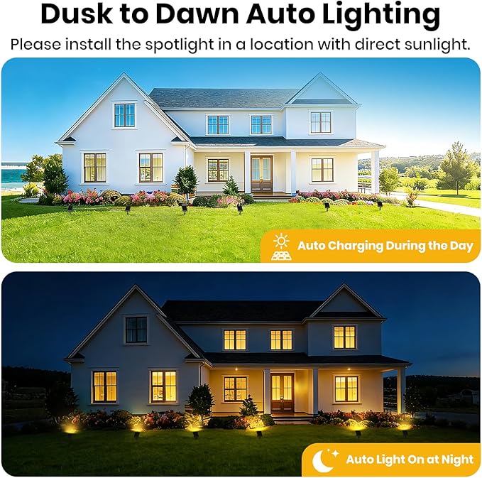 Solar Pathway Lights Outdoor, Dimmable Solar Spot Light IP65 Waterproof, 500LM 3000K Solars Outdoor Lighting for Walkway Landscape Lawn Yard