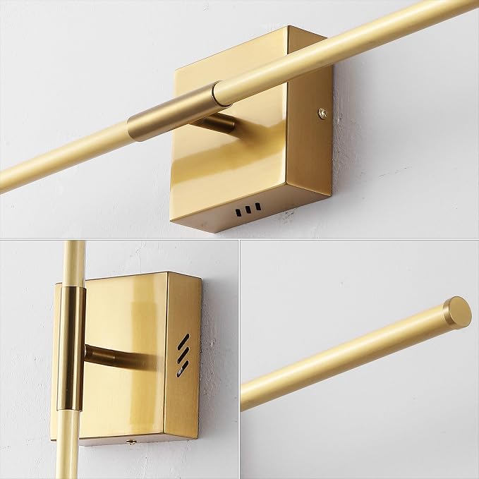 JONATHAN Y Makena 28" 1-Light LED Wall Sconce, Brass Gold | Dimmable, Modern, Integrated 12W, Hardwired, Sleek Metal, Ambient, Bathroom Mirror, Bedroom, Hallway, Vanity Mount