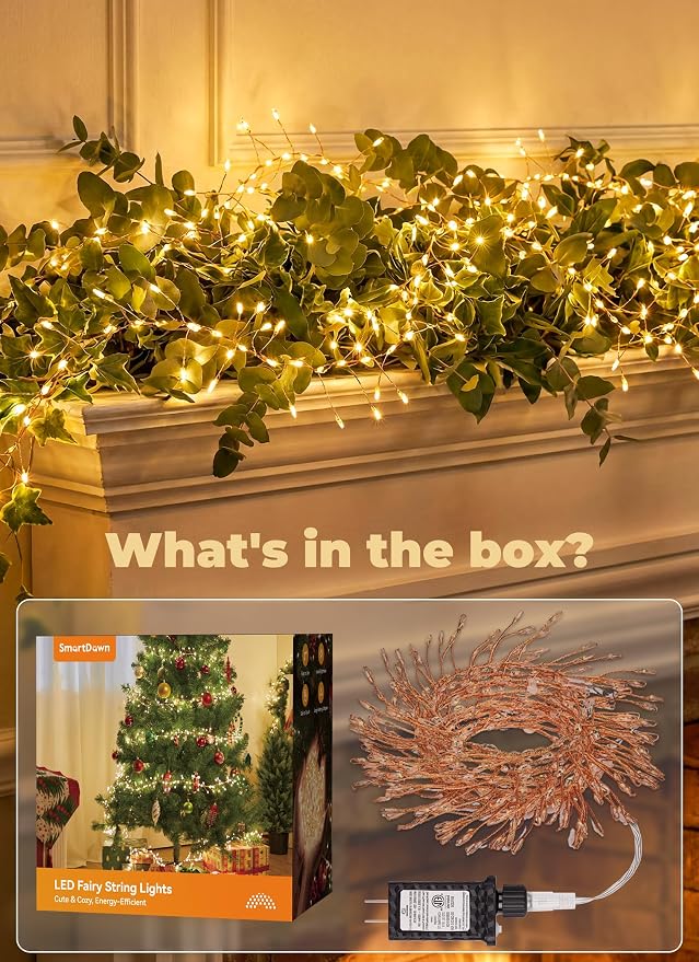 Fairy Lights Plug in for Bedroom Classroom | 10FT 388-LED Twinkle String Lights for Bedroom, Firecracker Lights for Ceiling Wreath Window Wedding Christmas Tree Decor