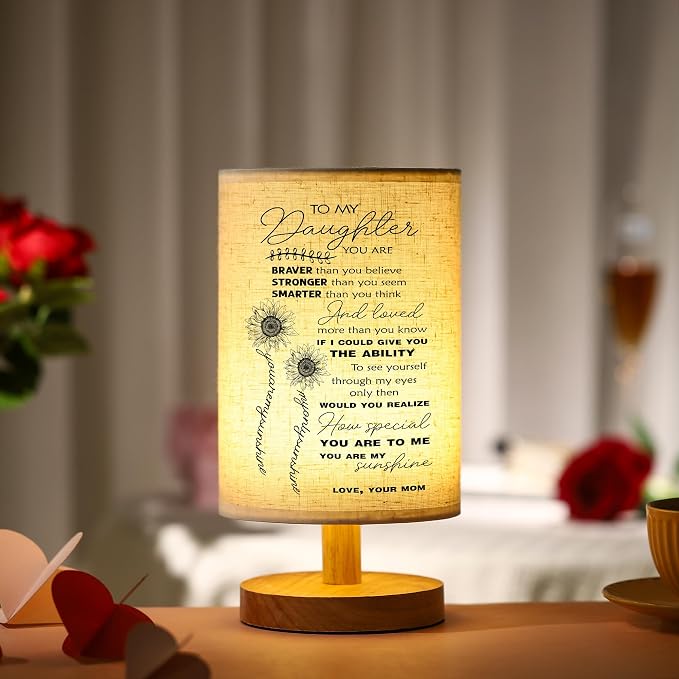 WSYEAR Daughter Gifts from Mom - Table Lamp Birthday Gifts for Daughter from Mom Girl Present Night Light for Bedroom Living Room Graduation Gifts