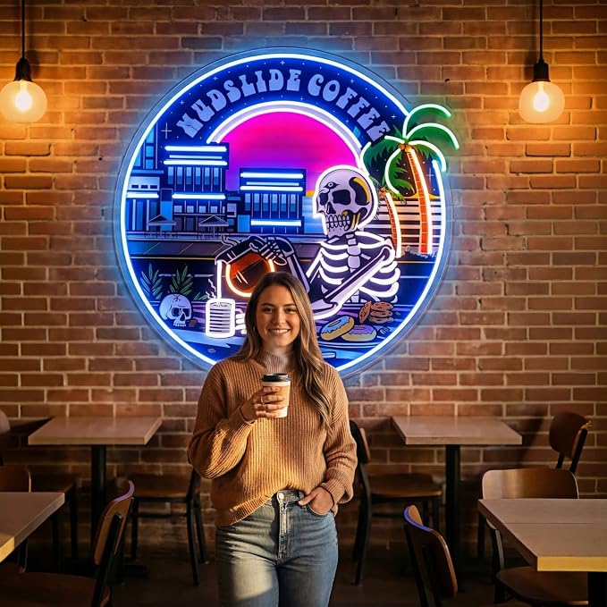 CIONAOR Custom Neon Signs, Personalized LED Business Logo Light Up Sign | Customizable Neon Name Signage for Beauty Salon, Nail Bar, Cafe & Coffee Shop, Commercial Office Wall Decor