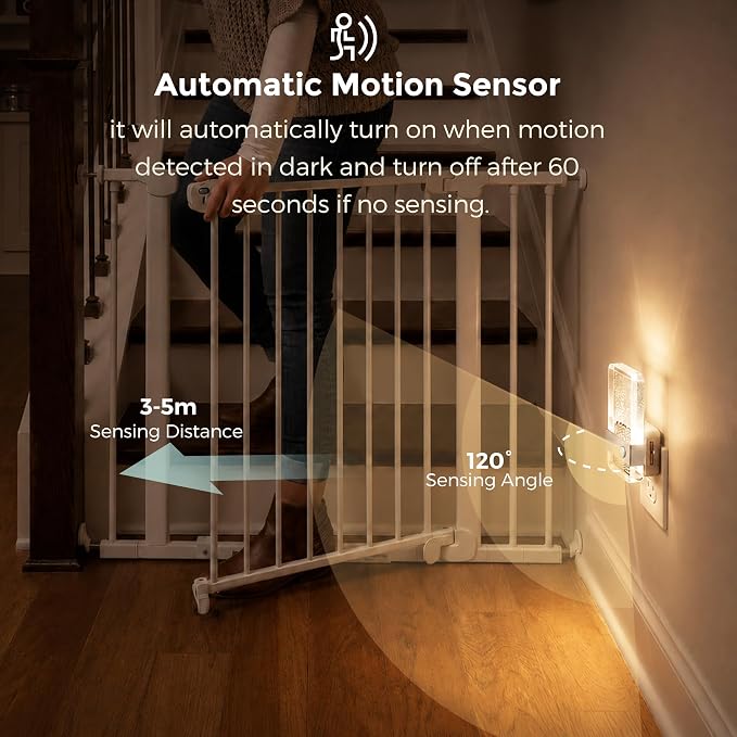 L LOHAS LED Motion Sensor Night Light, Night Light Plug Into Wall 2 Pack | Silver Nightlight, Motion Activated and Dusk to Dawn Sensor, 0-100LM Dimmable, Warm White Nightlights for Bathroom, Hallway