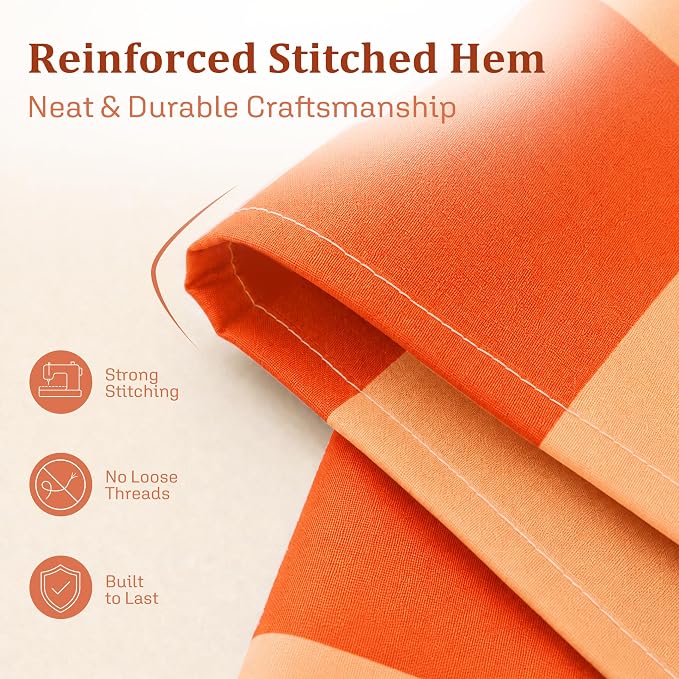 Ohocut Checkered Shower Curtain, Double Orange Plaid Shower Curtains for Bathroom, Cute Retro Checkboard Shower Curtain Vintage Aesthetic, Washable Fabric Bath Curtain 72''x72''