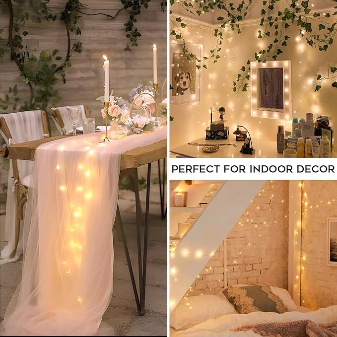 Fairy Lights Battery Operated 33ft 100 LED String Lights Remote | Battery Operated, Copper Wire, Twinkle Lights, Indoor,Outdoor, Wedding,Christmas