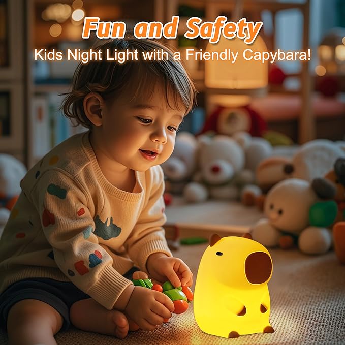 Cute Capybara Gifts, Capybara Lamp, Squishy Animal Night Light with Timer & Dimmer for Bedroom Decor, Silicone Rechargeable Bedside Light for Kids Boys Girls Women Baby Toddler Teens Gifts