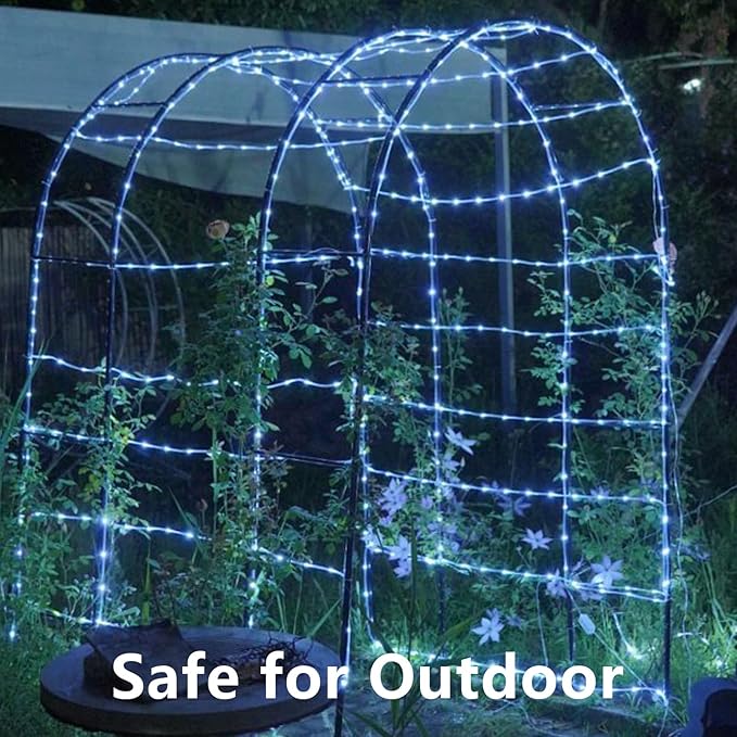 QITONG Solar Rope Lights, 2 Pack Each 33ft 100LED String Light Outdoor Waterproof, 8 Modes Fairy Lights in Clear Thin Tube