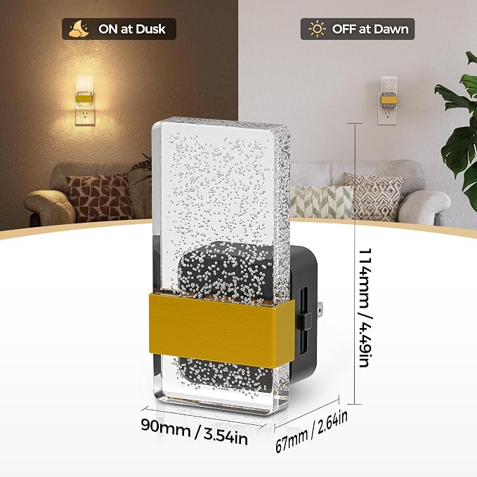 LED Night Lights Plug Into Wall, 0-100LM Dimmable Nightlight | Bubble Decorative Night Light with Dusk-to-Dawn Sensor, Wall Sconce-Style Design Nightlights for Bathroom, Hallway,Stairway