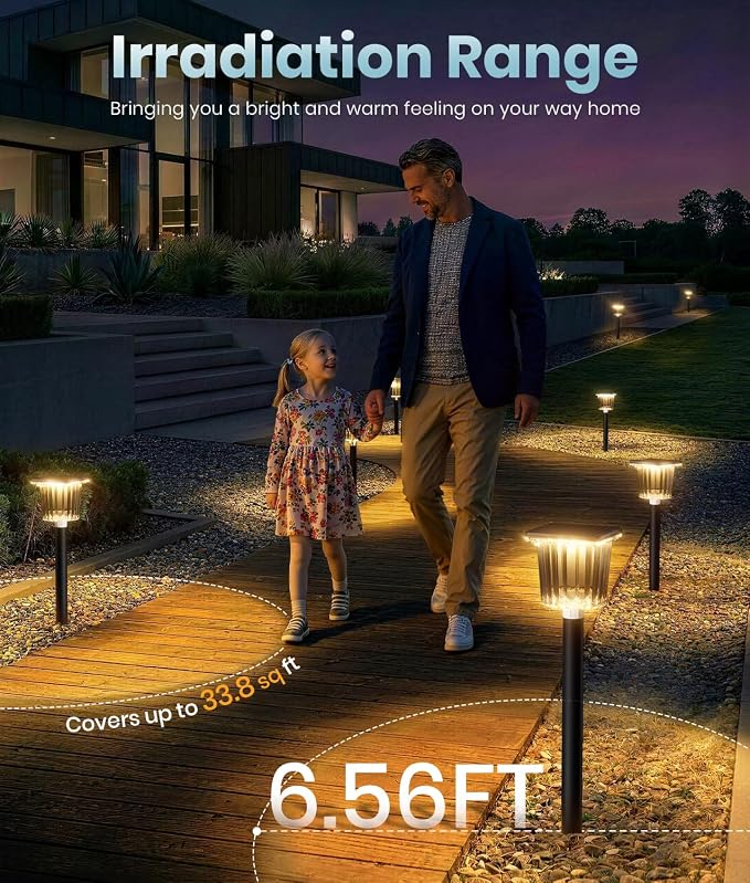 ALFIOT 12-Pack Super Bright Solar Lights Outdoor Waterproof,Adjustable Warm&Cool White, Solar Powered Garden Decor Landscape Lighting Outside for Front Yard/Patio/Walkway/Driveway/Lawn/Path Light