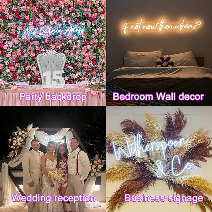 Custom Neon Sign – Battery/Plug-in LED Acrylic Light for Wedding/Business | for Parties, Bars, Salons, Office & Home Bedroom Decor, Gift, No Outlet Needed – Place Anywhere, 10-60in, 11 Colors, Dimmable
