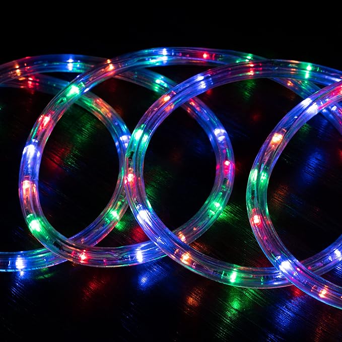WYZworks 216LEDs, 20ft LED Outside Rope Lights, Waterproof Permanent Outdoor ETL Certified Connectable Clear Tube, Christmas Palm Tree Holiday Decorative Landscape Patio Accent Lighting - Colorful