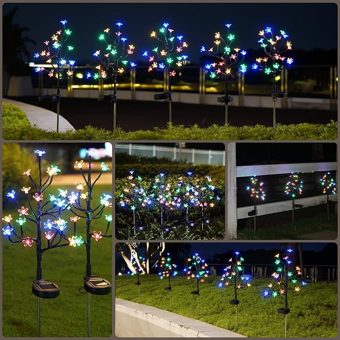 Solar Garden Lights Outdoor Waterproof,Garden Decor Solar Flowers For Outside Decorative,4Pack 2Modes Solar Powered Fairy Outdoor Decorations for Yard Patio Pathway, Gardening Gifts Mothers Day